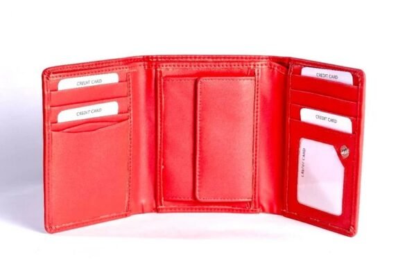red, non leather Kriyashakti Wallet with Shree Yantra design. - Image 2